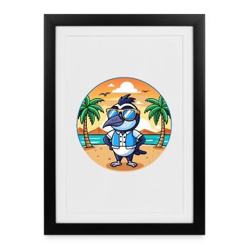 Magpie Funny Cartoon Summer Beach Sunglasses - Framed poster (27 × 37 cm) - black - Front
