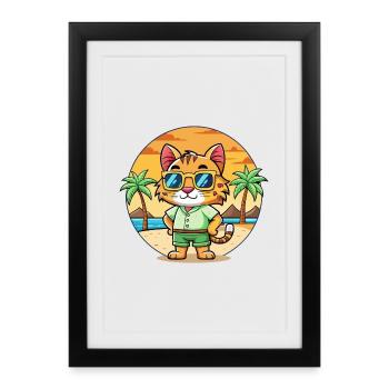 Lynx Funny Cartoon Summer Beach Sunglasses - Framed poster (27 × 37 cm) - black - Front