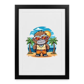 Gorilla Funny Cartoon Summer Beach Sunglasses - Framed poster (27 × 37 cm) - black - Front