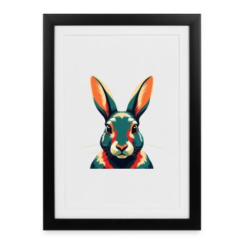Personnage de dessin animé de lapin Animal de compagnie coloré - Affiche encadrée (27 × 37 cm) - noir - Devant
