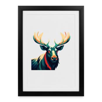 Moose Cartoon Character Colorful Pet Animal - Framed poster (27 × 37 cm) - black - Front