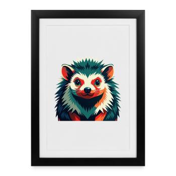 Hérisson Personnage De Dessin Animé Animal De Compagnie Coloré - Affiche encadrée (27 × 37 cm) - noir - Devant