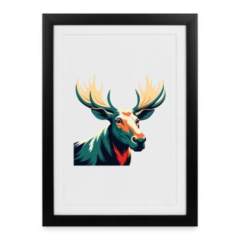 Moose Cartoon Character Colorful Pet Animal - Framed poster (27 × 37 cm) - black - Front