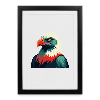 Eagle Cartoon Character Colorful Pet Animal - Framed poster (27 × 37 cm) - black - Front