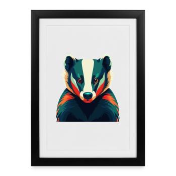 Badger Cartoon Character Colorful Pet Animal - Framed poster (27 × 37 cm) - black - Front