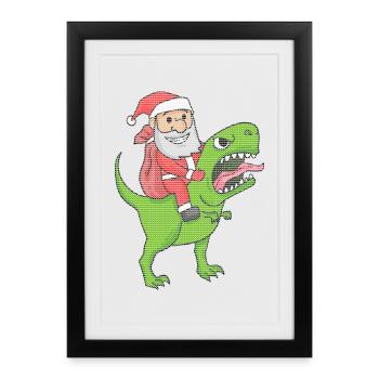 Christmas Dinosaur Ugly Christmas Effect - Framed poster (27 × 37 cm) - black - Front