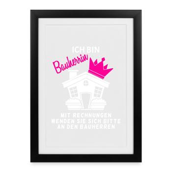Bauherr Baumeister Hausbau Bauherrin Geschenk - Gerahmtes Poster (27 × 37 cm) - Schwarz - Vorne