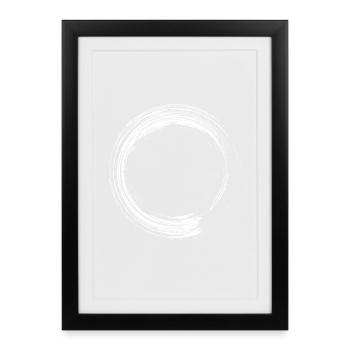 Circle design brush icon white - Framed poster (27 × 37 cm) - black - Front