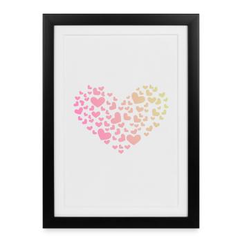 Coeur de coeur amour anniversaire romantique - Affiche encadrée (27 × 37 cm) - noir - Devant