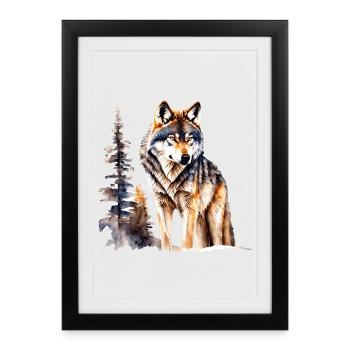 Loup - Affiche encadrée (27 × 37 cm) - noir - Devant