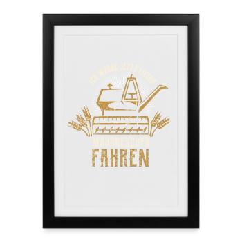 Mähdrescher Fahren - Bauer Dreschen Getreide - Gerahmtes Poster (27 × 37 cm) - Schwarz - Vorne