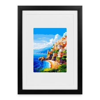 Amalfi Italy Vintage Travel Poster WPA Souvenir - Framed poster (27 × 37 cm) - black - Front