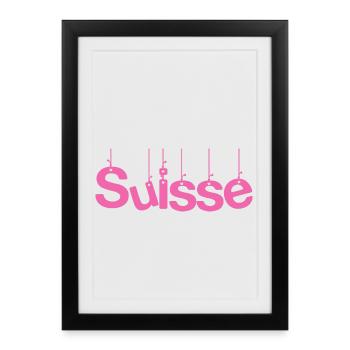 SUISSE. PAYS. GENEVE. SUISSE. HUMOUR - Affiche encadrée (27 × 37 cm) - noir - Devant