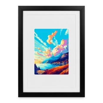Bergen Norvège Affiche de voyage vintage WPA Souvenir - Affiche encadrée (27 × 37 cm) - noir - Devant