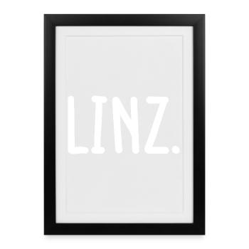 Linz Österreich Austria Fancy - Gerahmtes Poster (27 × 37 cm) - Schwarz - Vorne