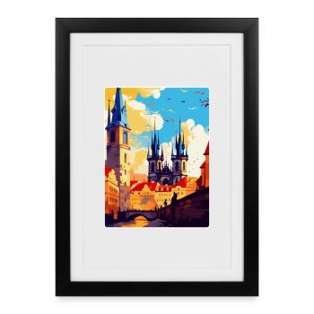 Prague Czech Republic Vintage Travel Poster WPA - Framed poster (27 × 37 cm) - black - Front