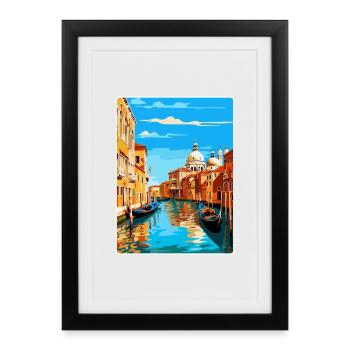 Venise Italie Affiche de voyage vintage WPA Souvenir - Affiche encadrée (27 × 37 cm) - noir - Devant