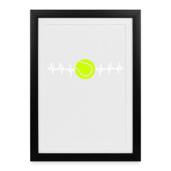 Tennis Heartbeat Shirt Tennis T-Shirt for Players - Affiche encadrée (27 × 37 cm) - noir - Devant