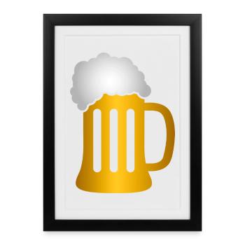 Silhouette de la chope de bière dorée - Affiche encadrée (27 × 37 cm) - noir - Devant