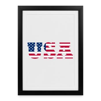 Stars & Stripes Lettermark USA - Affiche encadrée (27 × 37 cm) - noir - Devant