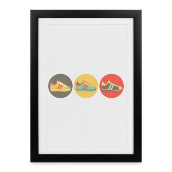 Sneakers retro - Affiche encadrée (27 × 37 cm) - noir - Devant