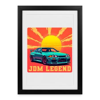 JDM Legend Lever du soleil - Affiche encadrée (27 × 37 cm) - noir - Devant