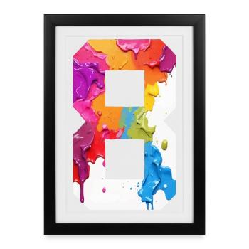 COLORED NUMBER 8 COLORFUL 8TH BIRTHDAY - Framed poster (27 × 37 cm) - black - Front