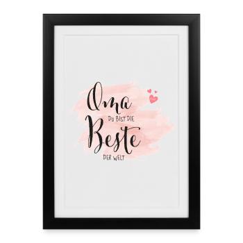 Grand-mère Tu es la meilleure du monde - Affiche encadrée (27 × 37 cm) - noir - Devant