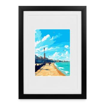 Margate Angleterre Royaume-Uni Affiche de voyage vintage souvenir - Affiche encadrée (27 × 37 cm) - noir - Devant