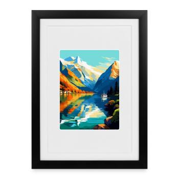 The Fjords Norway Vintage Travel Poster Souvenir - Framed poster (27 × 37 cm) - black - Front