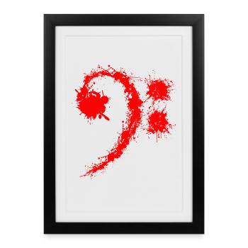Bass Clef Red - Cadeau drôle d'amateurs de musique - Affiche encadrée (27 × 37 cm) - noir - Devant