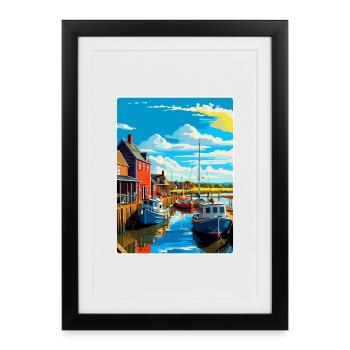 Whitstable Harbour England Uk Travel Poster WPA - Framed poster (27 × 37 cm) - black - Front