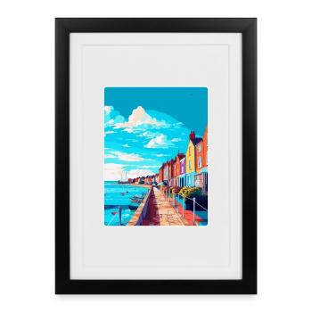 Weymouth England Uk Vintage Reiseposter Souvenir - Gerahmtes Poster (27 × 37 cm) - Schwarz - Vorne
