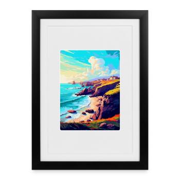 Lizard Point Angleterre Royaume-Uni Affiche de voyage Souvenir WPA - Affiche encadrée (27 × 37 cm) - noir - Devant