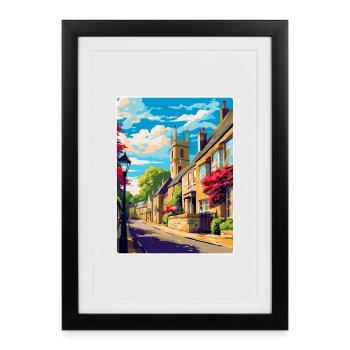 Bourton On The Hill England Uk Travel Poster WPA - Framed poster (27 × 37 cm) - black - Front