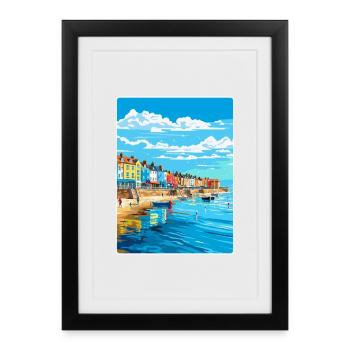 Weymouth England Uk Vintage Reiseposter Souvenir - Gerahmtes Poster (27 × 37 cm) - Schwarz - Vorne