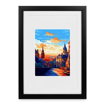 Edinburgh Scotland Uk Travel Poster Souvenir WPA - Framed poster (27 × 37 cm) - black - Front