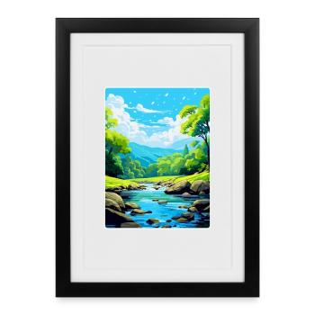 Golitha Falls Angleterre Royaume-Uni Affiche de voyage souvenir - Affiche encadrée (27 × 37 cm) - noir - Devant