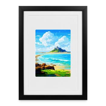 Marazion Cornwall England Uk Travel Poster WPA - Framed poster (27 × 37 cm) - black - Front