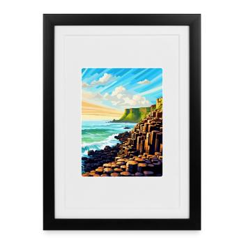 Giant Causeway Irland Uk Reiseposter Souvenir - Gerahmtes Poster (27 × 37 cm) - Schwarz - Vorne