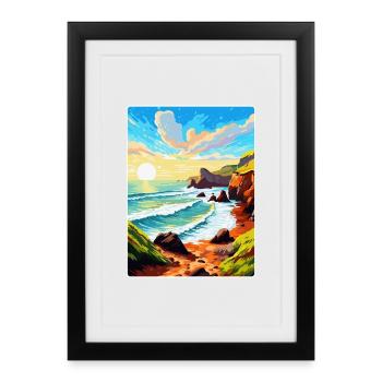 Hartland Quay Devon Vintage Travel Poster Souvenir - Framed poster (27 × 37 cm) - black - Front