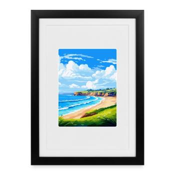 Maenporth Cornwall England Uk Travel Poster WPA - Framed poster (27 × 37 cm) - black - Front