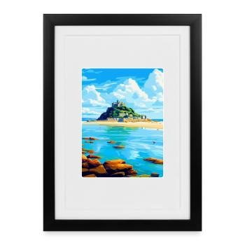 Marazion Cornwall England Uk Travel Poster WPA - Framed poster (27 × 37 cm) - black - Front