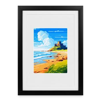 Bamburgh Castle England Uk Reise Poster Souvenir - Gerahmtes Poster (27 × 37 cm) - Schwarz - Vorne