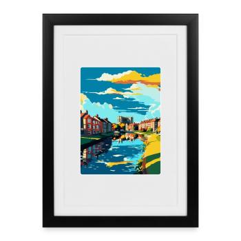 Newark on Trent Angleterre Royaume-Uni Affiche de voyage souvenir - Affiche encadrée (27 × 37 cm) - noir - Devant