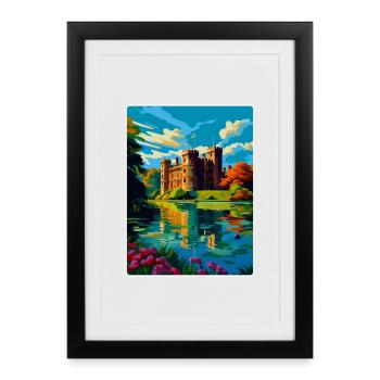 Hever Castle Angleterre Royaume-Uni Affiche de voyage Souvenir WPA - Affiche encadrée (27 × 37 cm) - noir - Devant
