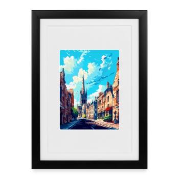 Oxford Angleterre Royaume-Uni Affiche de voyage vintage souvenir - Affiche encadrée (27 × 37 cm) - noir - Devant