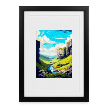Malham Cove England Uk Reise Poster Souvenir WPA - Gerahmtes Poster (27 × 37 cm) - Schwarz - Vorne