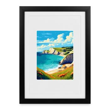 Lulworth Cove, England, Vereinigtes Königreich, Reiseposter, Souvenir - Gerahmtes Poster (27 × 37 cm) - Schwarz - Vorne