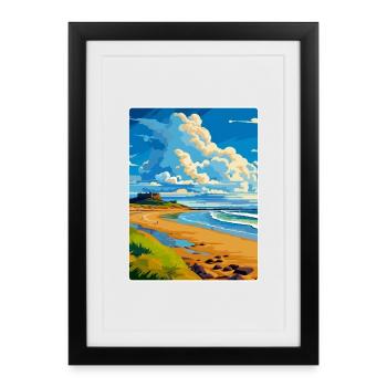 Northumberland Coast Anob Affiche de voyage souvenir - Affiche encadrée (27 × 37 cm) - noir - Devant